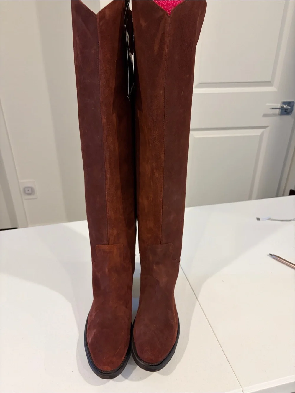 Tall Suede  Boots in Rust